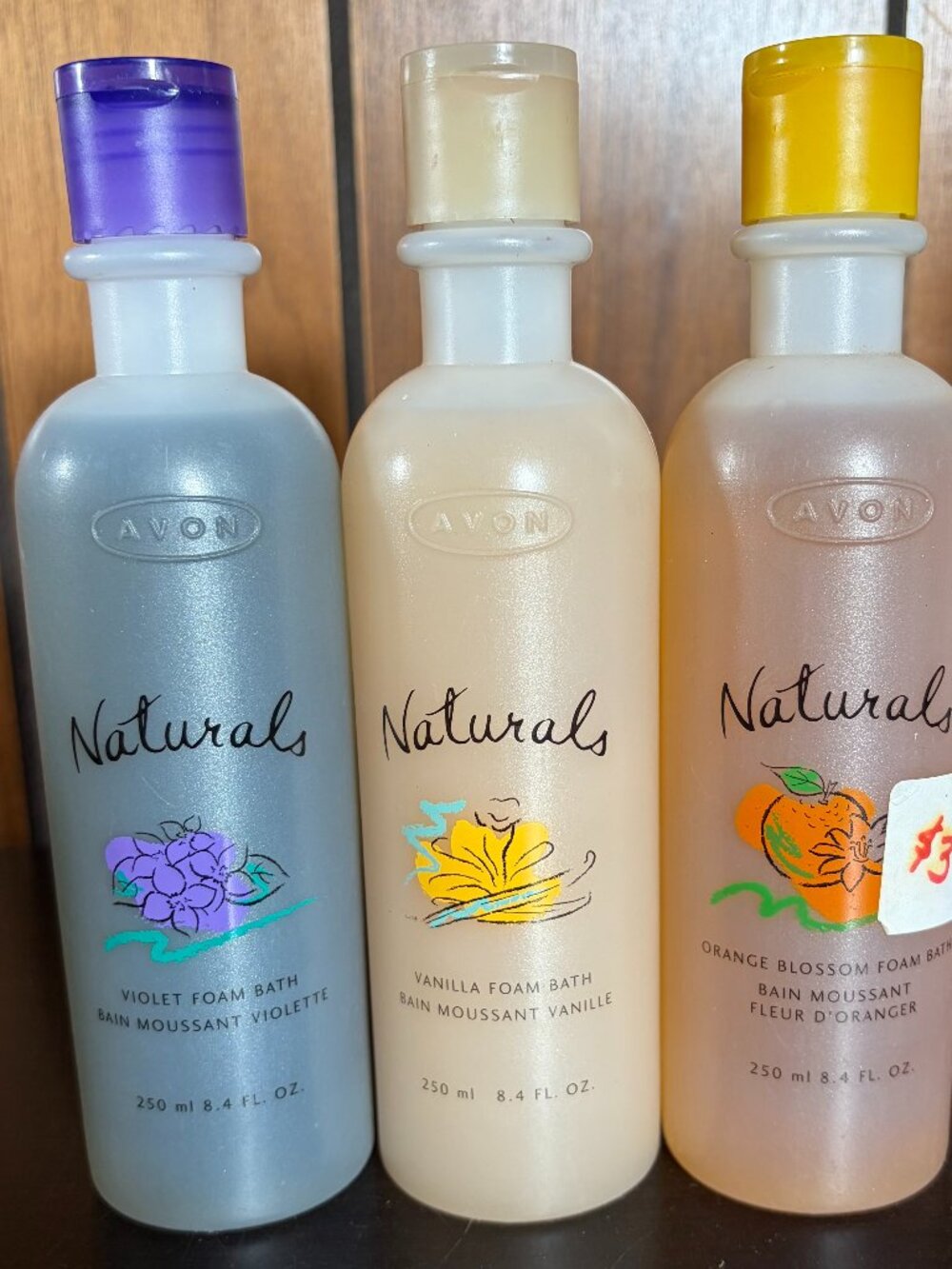 Lot of 3 Vtg Avon Naturals Foam Bath: Orange Blossom-Vanilla-Violet Discontinued
